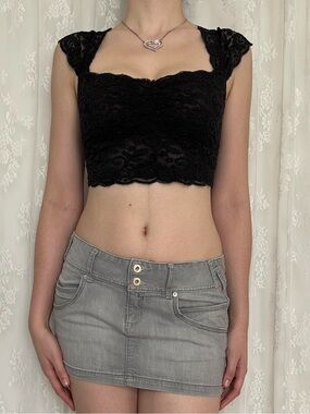 Y2K 2000s Low Rise Grey Denim Skirt From Guess